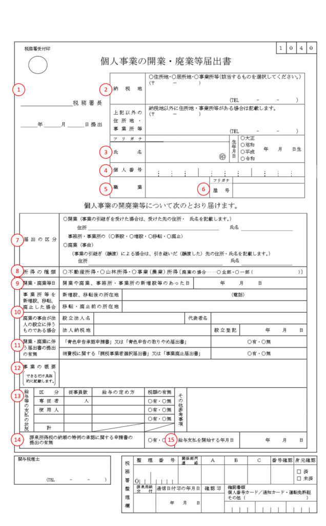 個人事業主の開業届とは？書き方やメリット・デメリット、手続きの内容などを解説！｜バーチャルオフィス・シェアオフィス 東京都千代田区 ナレッジソサエティ 起業家におすすめ・法人登記・銀行口座